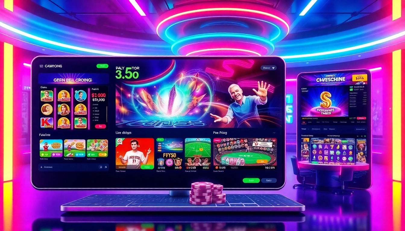 Engaging scene of ck4444 com featuring vibrant slots, live dealer interactions, and sports betting elements, capturing dynamic gaming energy and reliability.